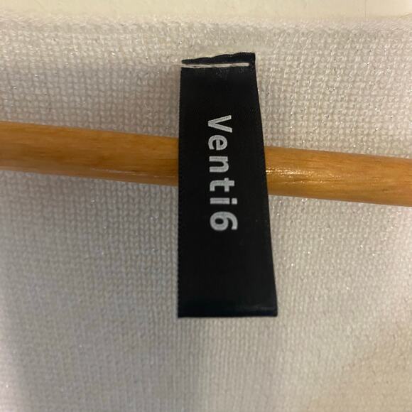 Venti 6 Made in Italy Modal White Star Sweater V Neck Soft Casual Size Medium - Picture 6 of 15